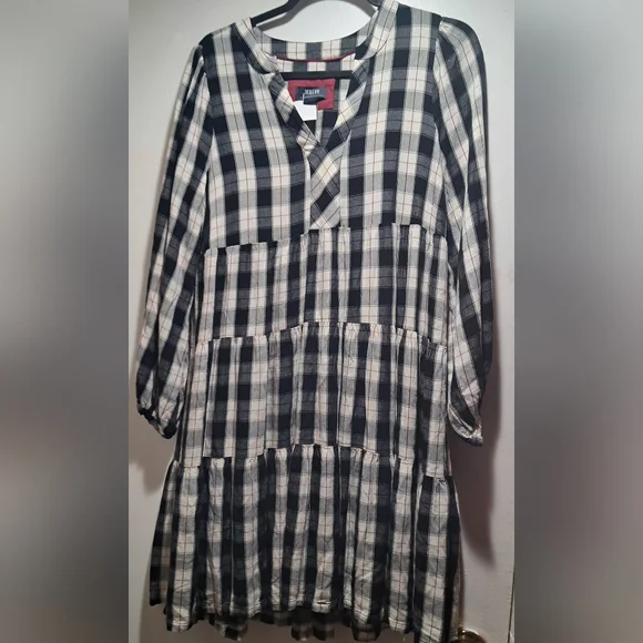 Maeve by Anthropologie Tiered Plaid Mini Dress - Size M Like New - Picture 10 of 16